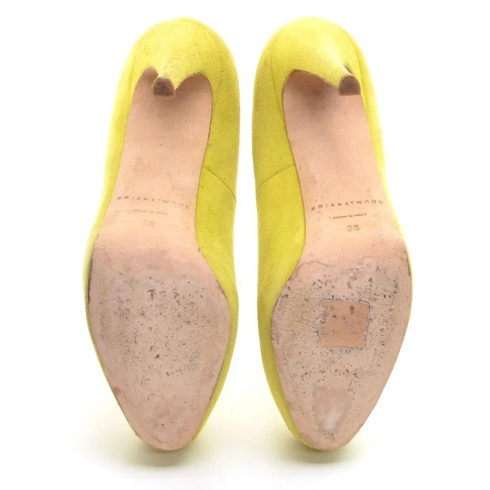 Brian Atwood Maniac Lime Suede Platform High Pumps 36